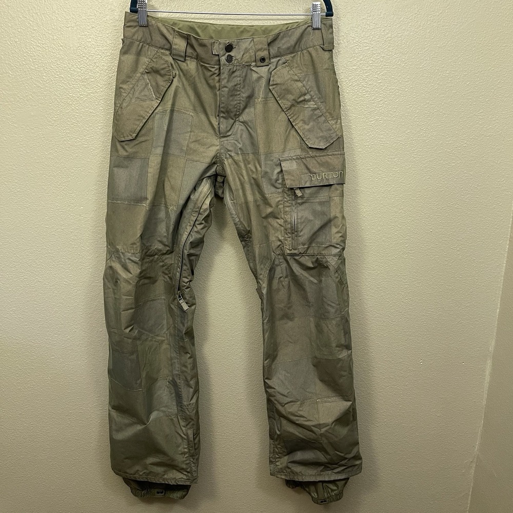 Burton Men's Dryride Snowboard Ski Pants Waterproof Green Patterned Size M